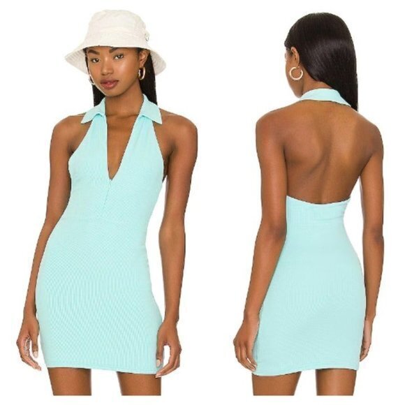 All The Ways Talia Open Back Zip Dress - Aqua